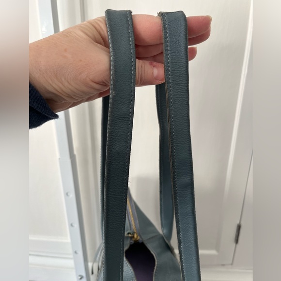 Genuine LEATHER TOTE | Boho!! | Blue - Picture 4 of 14